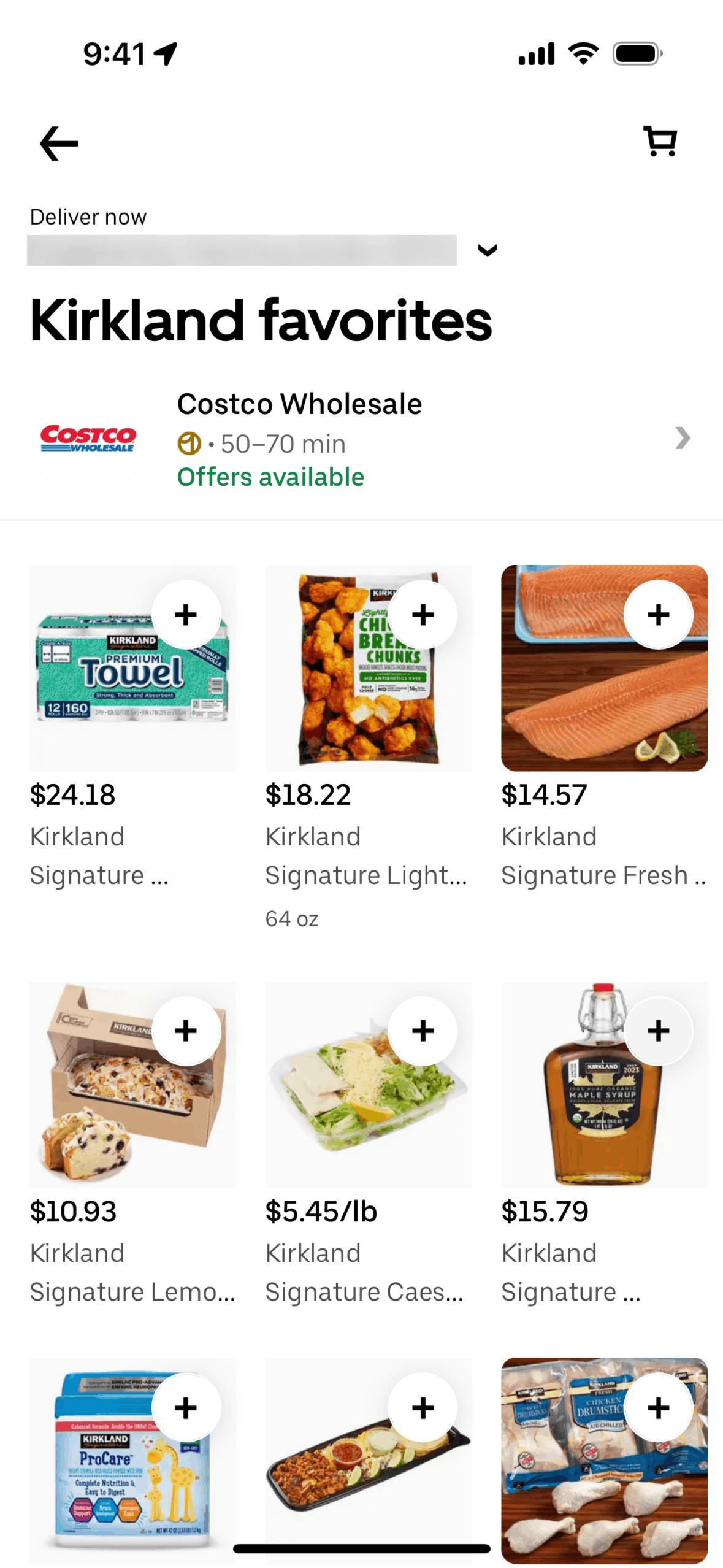 Real Uber app screen from the Grocery flow
